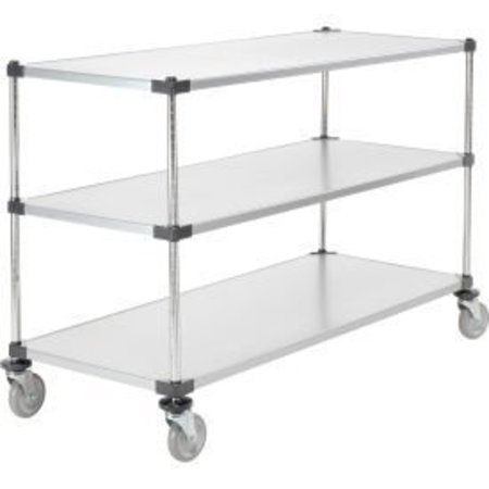 GLOBAL EQUIPMENT Nexel    Adjustable Solid Galvanized Shelf Cart 60x24 3 Shelves 800 Lb. Cap 188893